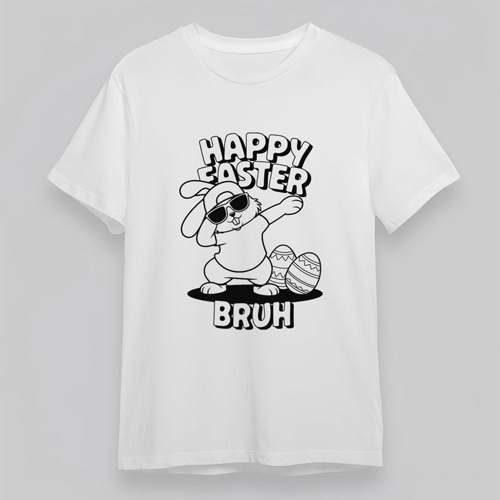 

Women s Fashion T-Shirt Happy Easter Bruh Print Tee Short Plus Size Cotton White 2XL