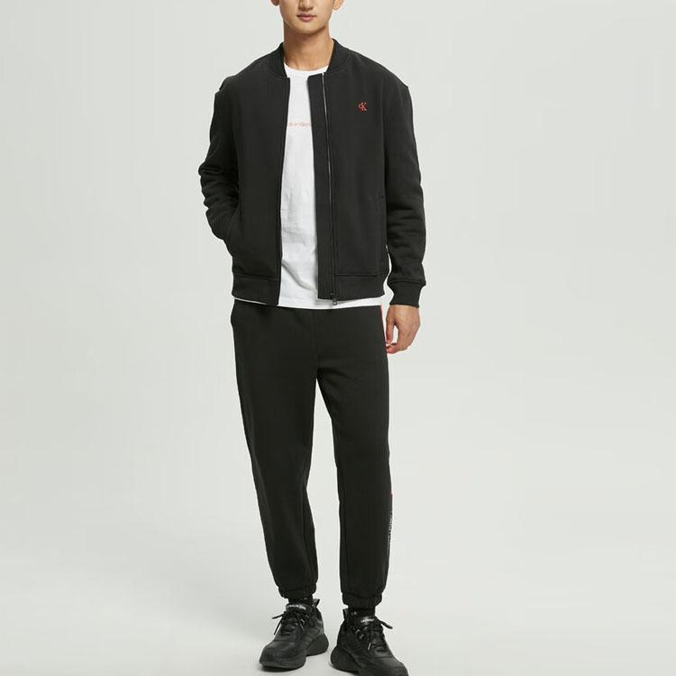Calvin Klein Contrast Cuff Embroidered Drawstring Knit Casual Pants Men Bottoms Black J322347-BEH