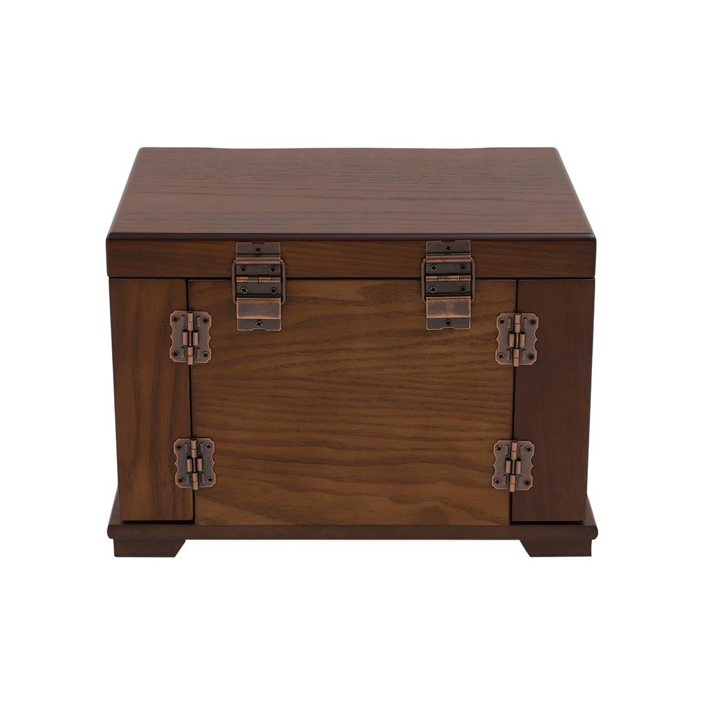 Bymaocar 4-layer Solid Wood Lockable Jewelry Box, Compact Jewelry Storage Cabinet with 3 Drawers and Double-sided Compartments