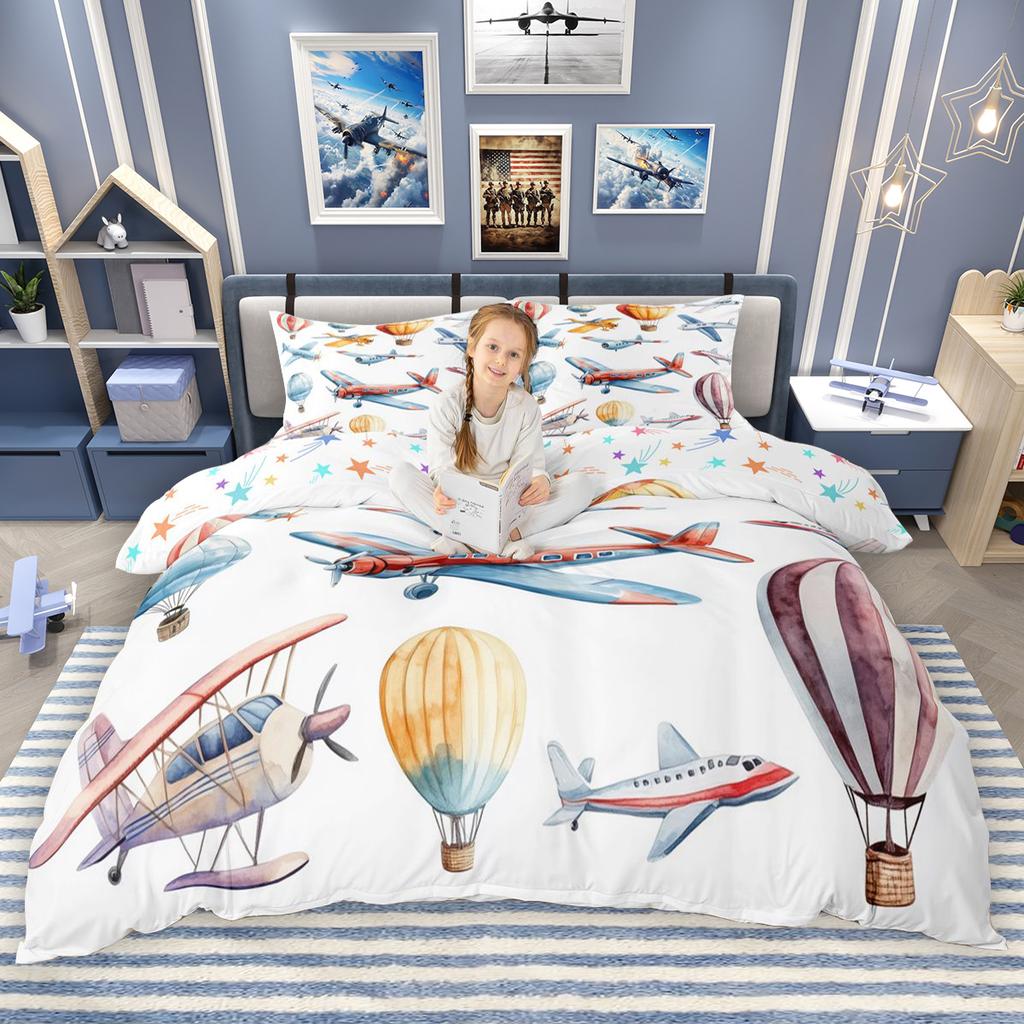 Comforter Homewish Cartoon Airplane For Children Transportation Theme Bedding Set Aircraft Plane Comforter Set