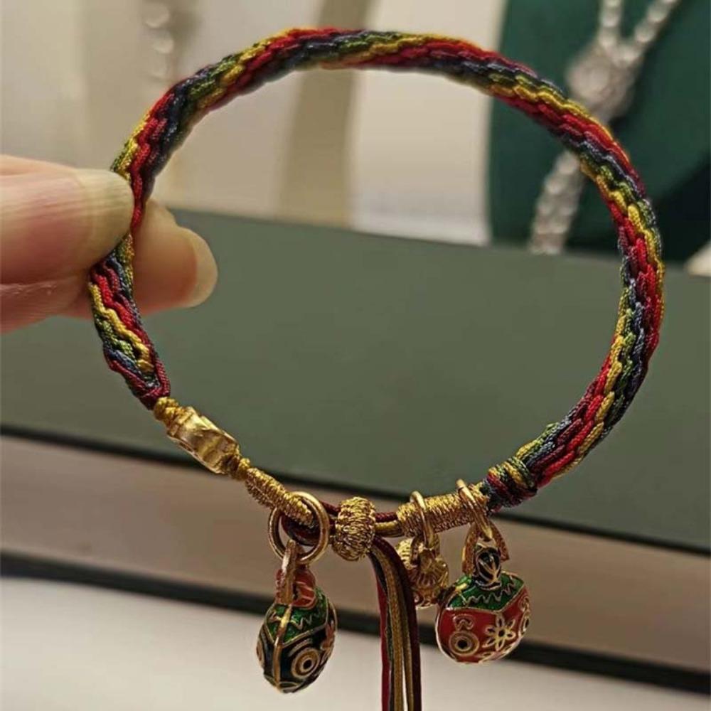 Zink Zinklegierung Verschlingendes Gold Biest Armband Linie Um Segen beten Handband Buntes gewebtes Seil Paar