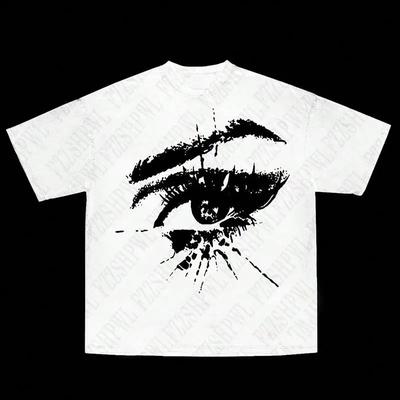 Fashion Hip Hop Y2K Cotton T-shirt Harajuku Graphic Print Retro Tee Oversized Punk Top Streetwear Rock Goth Short Sleeve T-shirt