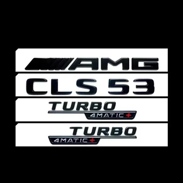 Autosticker 4 Stück/Set 3D ABS Autoaufkleber für Mercedes-Benz CLS-Klasse TURBO 4MATIC Modifiziertes AMG-Logo CLS 53S 63S Heckaufkleber Kotflügel