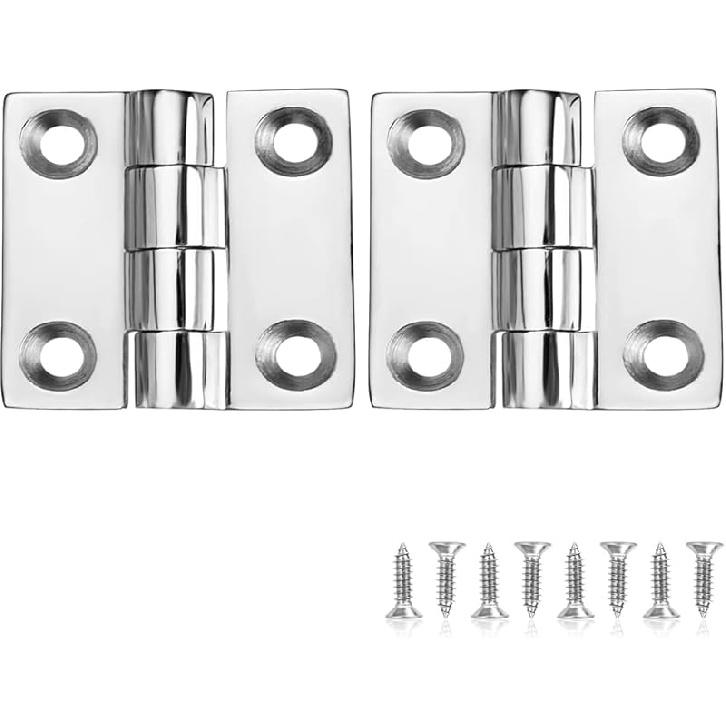 Stainless Steel Boat Hinges, Marine Grade Hinges, 2 inch x 2 inches (50mm X 50 mm), No Noise, Heavy Duty 316 Stainless Steel with Screws (4 PCS) 1.5 x 1.5 inch(2 PCS)