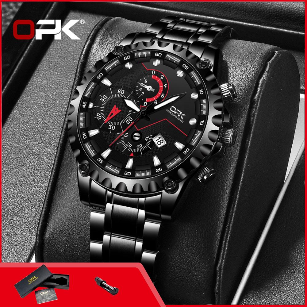 OPK 8128 Business Men’s Dress Wristwatch Fashion Waterproof Calendar Stainless Steel Luxury Classic Watch for Man