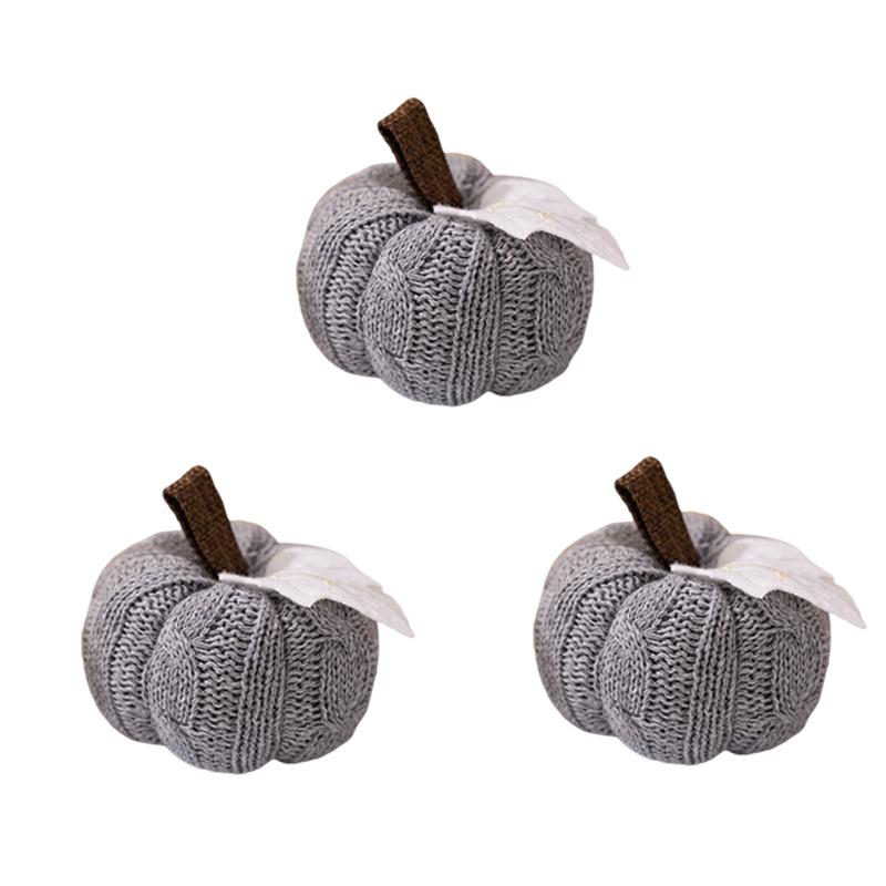 1/3ks Umělé podzimní dekorativní háčkované dýně pro rustikální statek Den díkůvzdání Sklizeň halloweenského stolu Centrální ozdoba Mantel Kitchen Decor