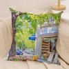Street Leisure Oil Painting Cushion Cover Silky Short Plush Invisible Zipper Dustproof Sofa Pillow Case For Home Decor