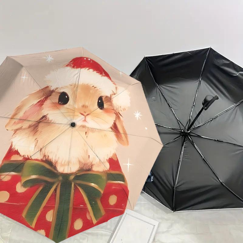 Christmas Bunny Gift Umbrella: A Festive, Auto-Opening Protection for Outdoor Adventures and Travel Essentials 024