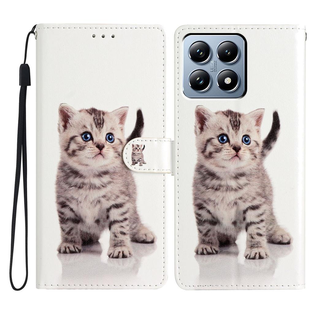 For Xiaomi 14T Pro Wallet Case PU Leather Pattern Printing Stand Phone Cover with Strap
