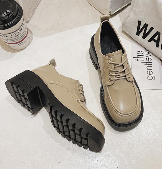 

Модные туфли-оксфорды на шнуровке для девочек в стиле Лолиты, женские туфли на платформе, увеличивающие рост, женские матовые кожаные мокасины, элегантные кроссовки JK Boat 5 небесно-голубой