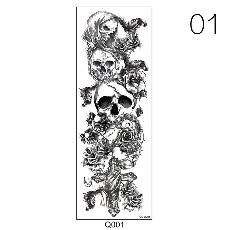 1 Piece Tattoo Sticker Full Flower Arm Fish Peacock Lotus Pattern Temporary Makeup Body Art