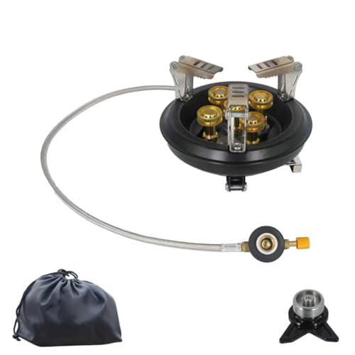 

Ginrum Picnic Multi-Burner Gas Stove, Portable Camping Stove with Adjustable Power Levels, One-Button Ignition, 16000W High-Heat Burners, 5 Wind-Resis