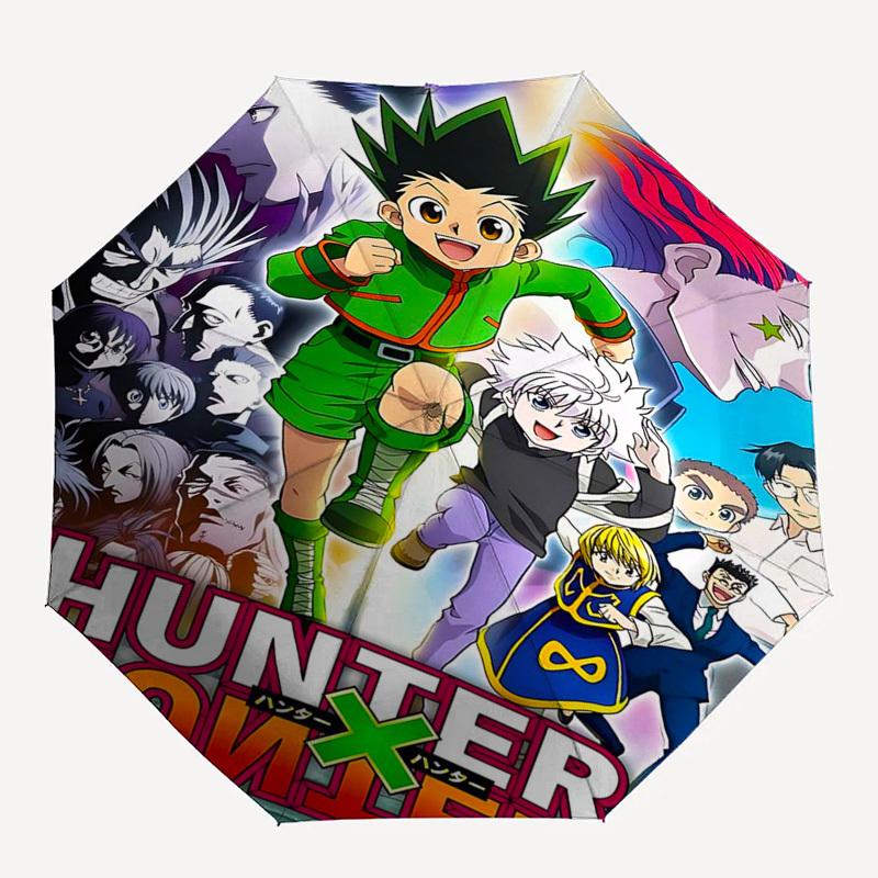 1pc Hunter x Hunter Automatic Folding Umbrella Portable 3-Fold Design with 8-Bone Iron Frame, Outdoor for Fans, Travelers, Daily Use, Gift Idea.C039