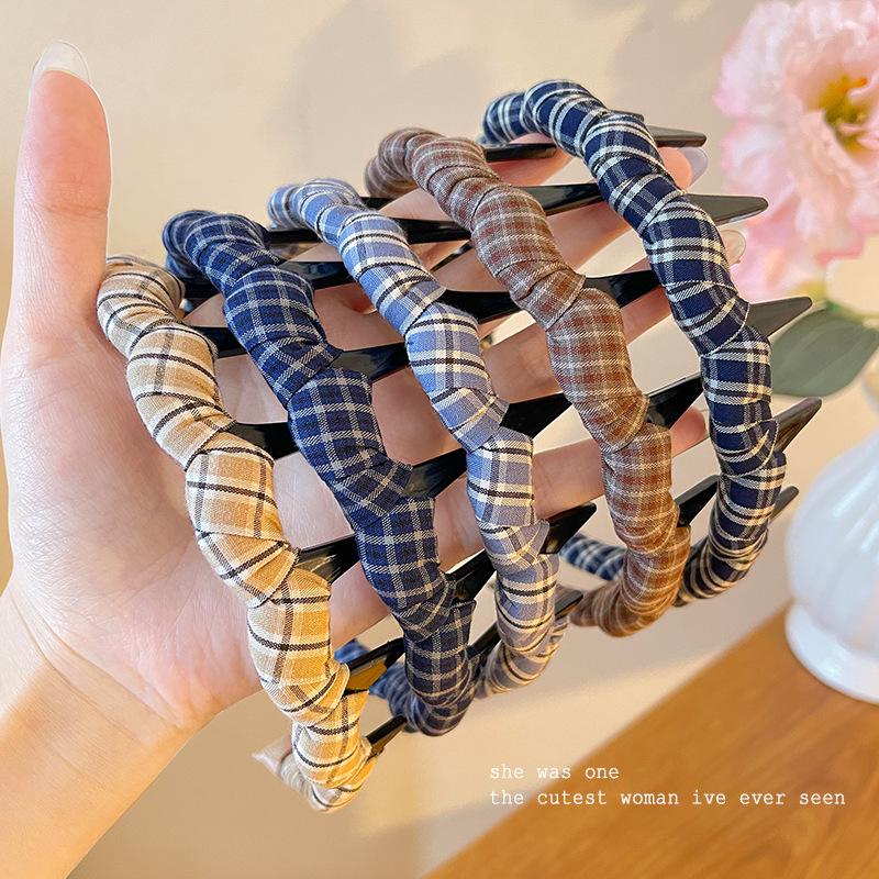 Korean Plaid Gingham Wavy Headband - Women's Versatile Fashion Accessory