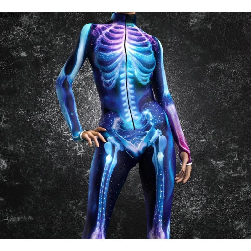 Combinaison Squelette Halloween Enfants Adulte Fantôme Cosplay Punk Body Unisexe Zombie Fête Costume Zentai Festival Sexy Combinaison de Cyclisme
