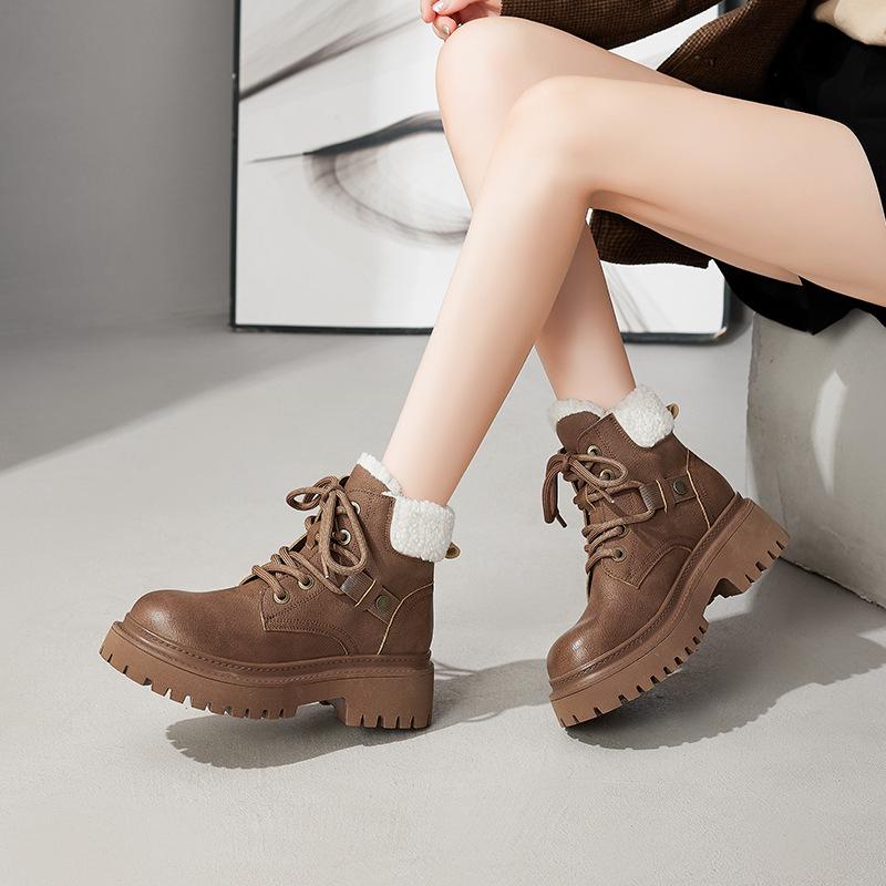 Augustine thick heel Martin boots women's 2025 new autumn and winter platform British style big yellow boots retro tooling short boots
