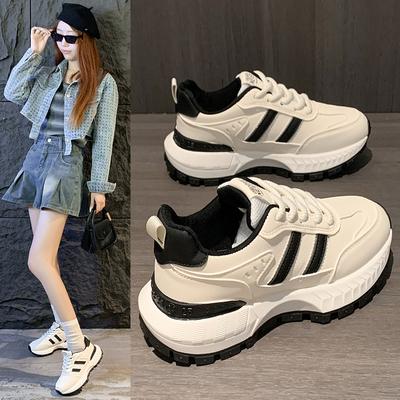 Fashion Sneakers Shoes Women 2024 Autumn New Vintage Versatile Casual Lightweight Thick Sole Dad's Shoes Platform Shoes