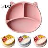 Food Grade Silicone Feeding Tray Suction Plate for Toddlers, Cute Bear Shape Unbreakable Divided Training Bowl Babies Baby Bowl, Non Slip Infants And