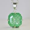 925 Sterling Silver CERTIFIED 49Ct Natural Green Emerald Square Pendant For Gift MY.PD-156-NS