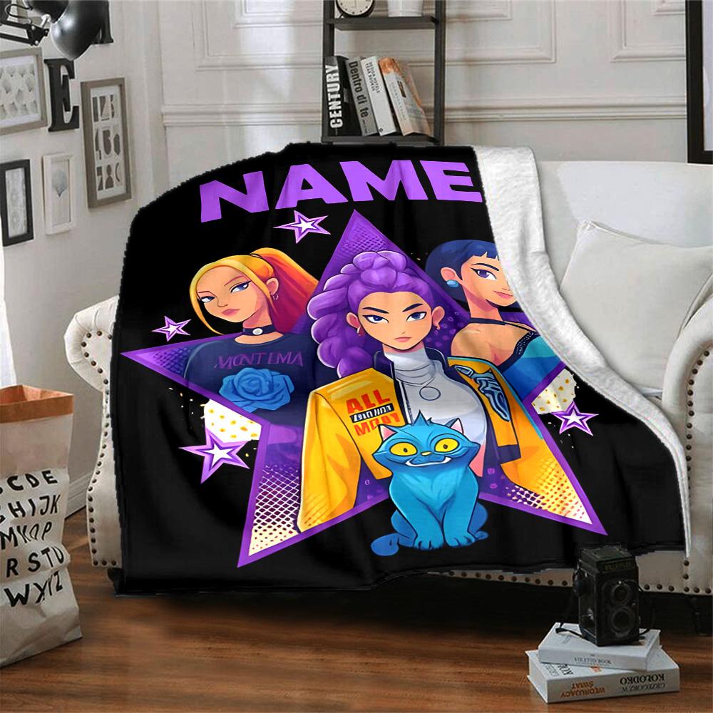 Customizable KPop Demon Hunters31 Throw Blanket – Personalized Name, All-Season Cozy Snug Blanket, Machine Washable, Personalized Blanket