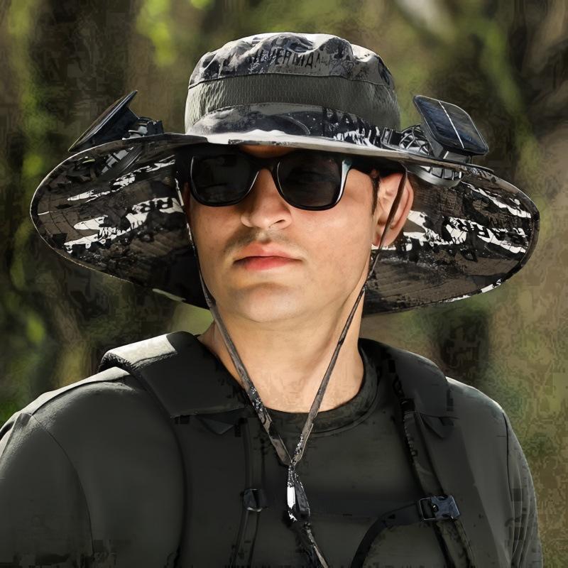 Unisex Solar-Powered Cooling Sun Hat - Large Brim for Outdoor Activities