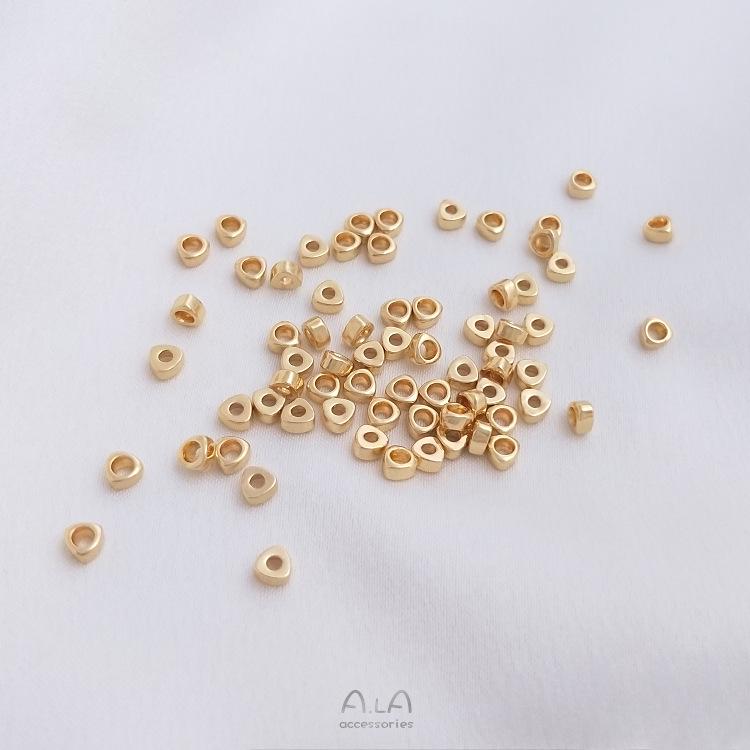 14K Gold Filled Winzige Zerdrückte Goldperlen: Kupferplattierte Echtgold Dreiecks-Zwischenstücke für DIY Armband Schmuck