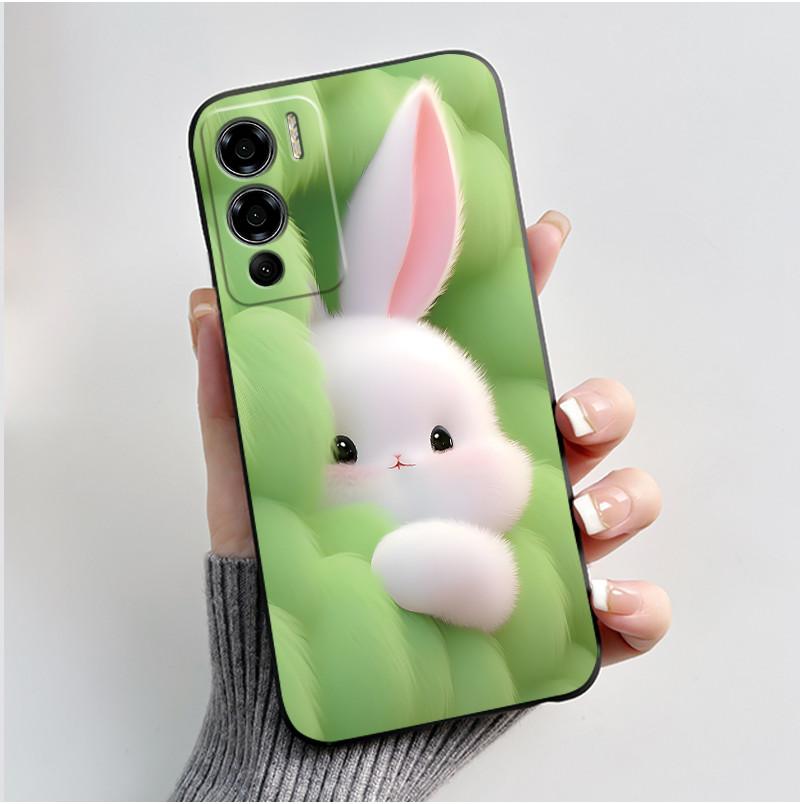 Case For Doogee N60 Pro Phone Case Luxury Cute Love Heart Rabbit Cartoon Funny Cover Black TPU Soft Silicone Protective Casing