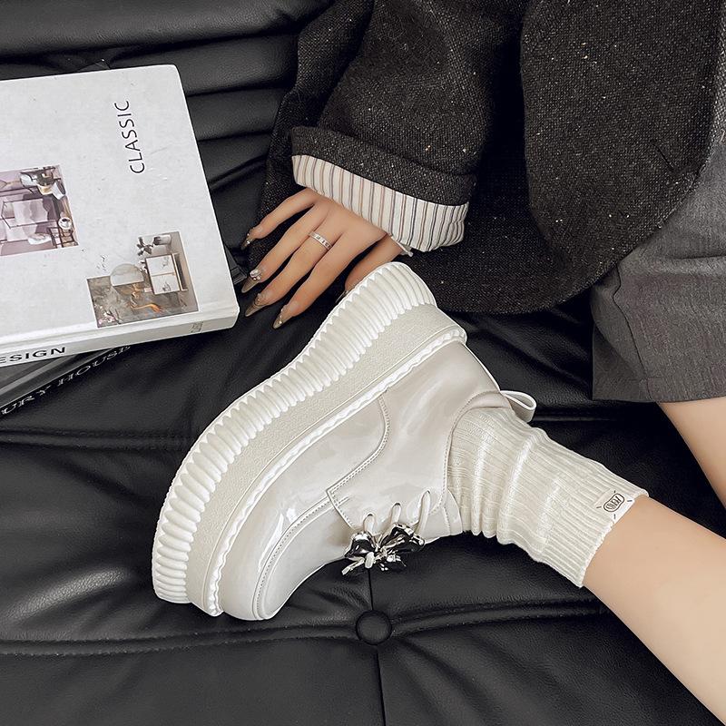 Fashion 2025 Women's Mary Jane Shoes Spring  Autumn Thick Bottom Black Performance Versatile Ladies Leather Shoes Fashion Causal Women