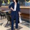Fashion Suit Jacket Two Piece Sets for Women Green Women's Blazer and Pants Suits Set 2 Elegant Pieces Fall Outfits Autumn