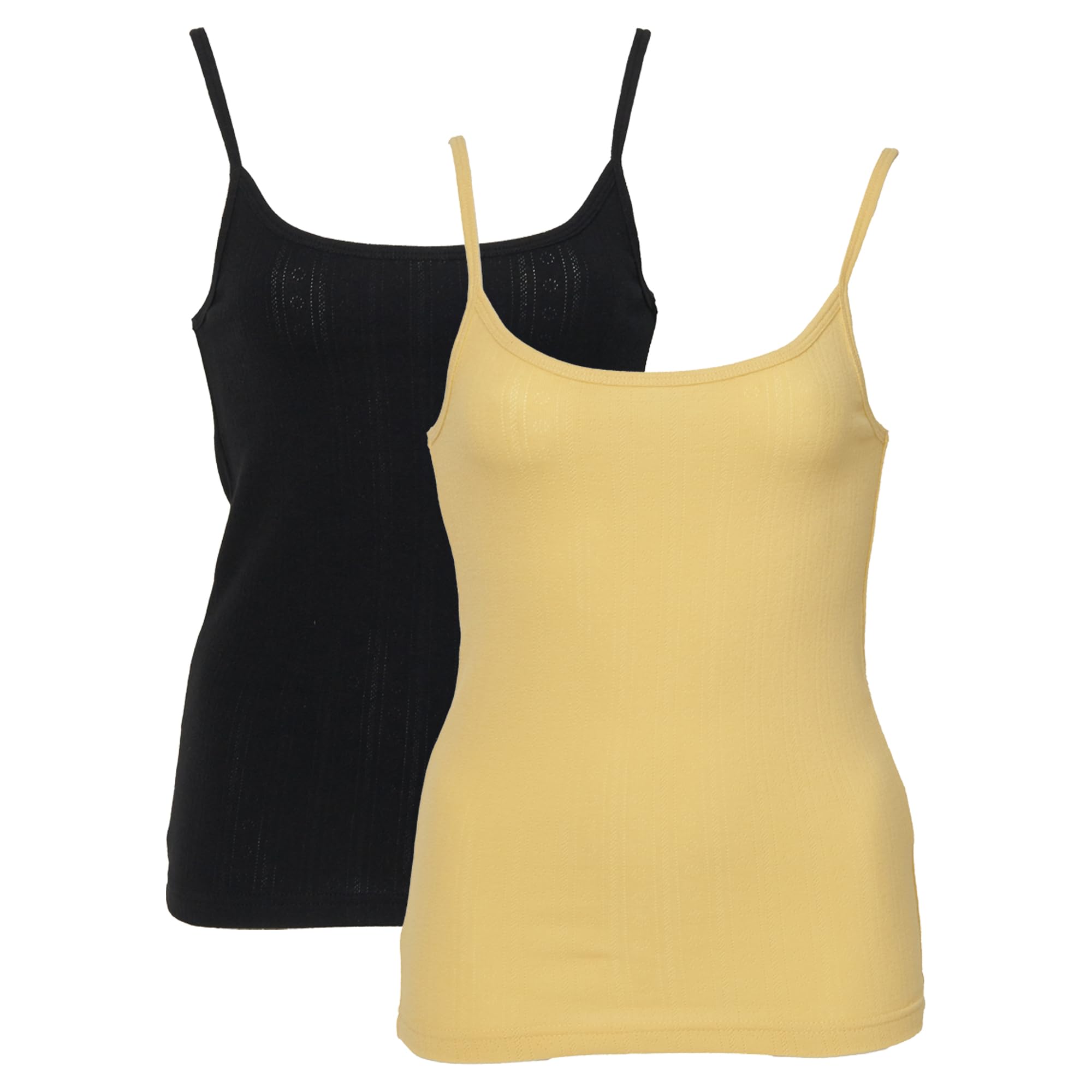 

Fruit of the Loom Casual Eyelet Camisole Breathable and Available in 3 Innerwear for and Yellow and Black 2-Piece Set, Moisture-Wicking, Colors,