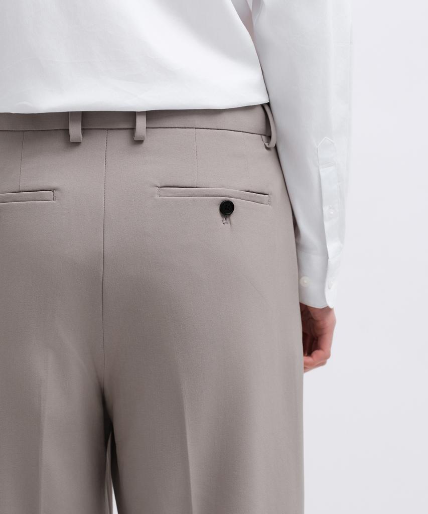 MUSINSA STANDARD Real Wide Hidden Elastic Waist Slacks [Light Beige]
