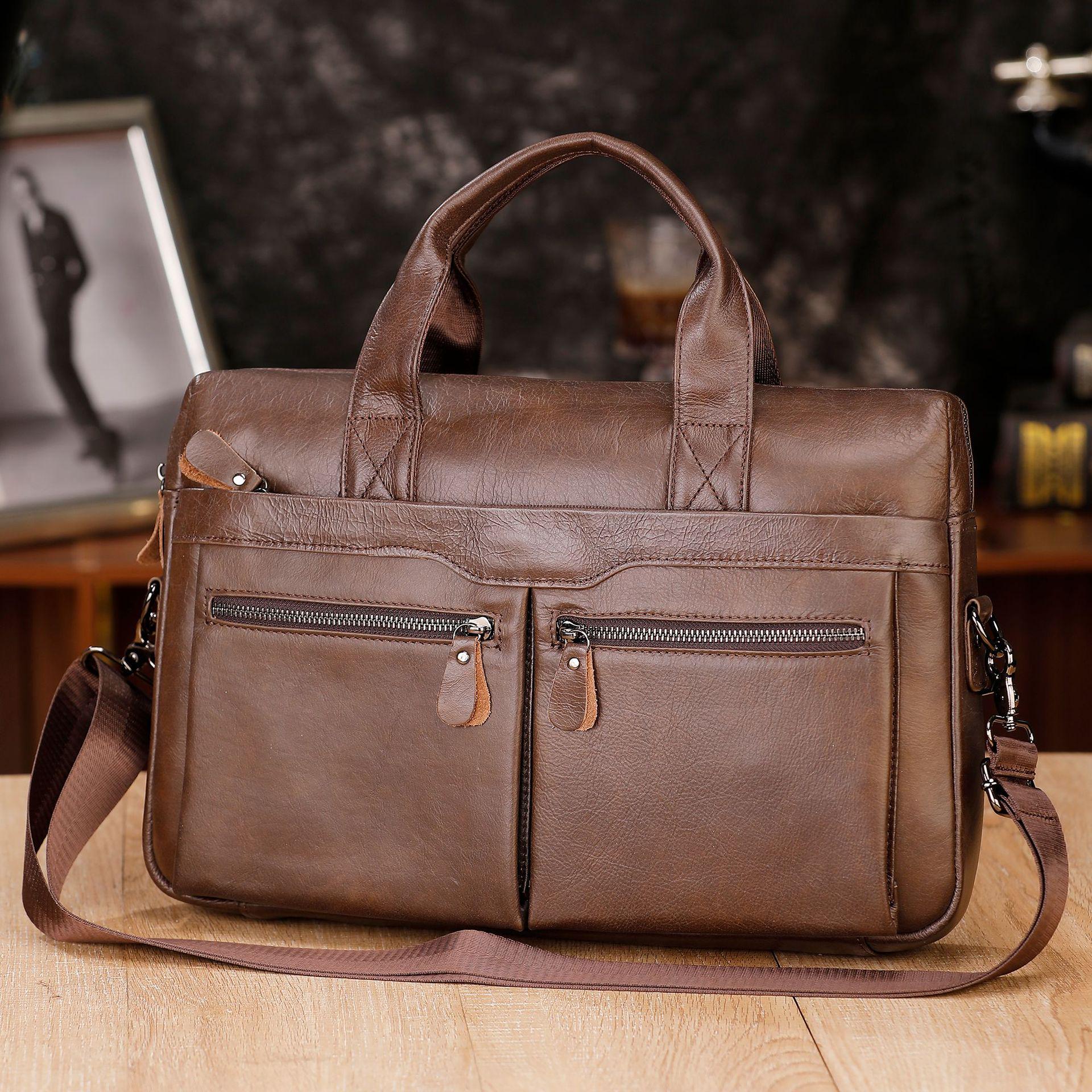 

Новый мужской деловой портфель из натуральной кожи для ноутбука 15 дюймов с большой вместимостью