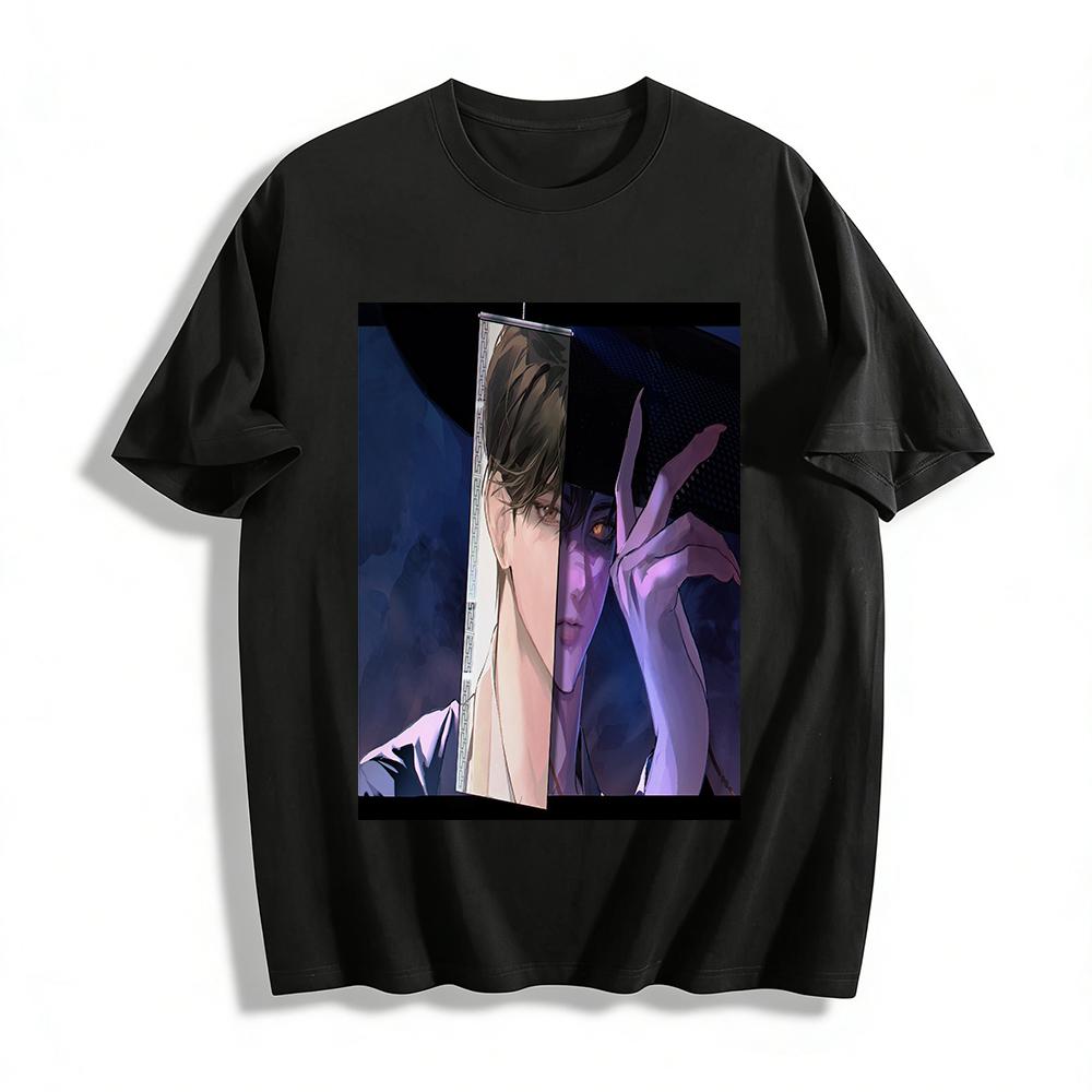 Dark Style Double-sided Portrait Print T-shirt Unisex Trendy Street Loose Casual Top Pure cotton T-shirt XXS