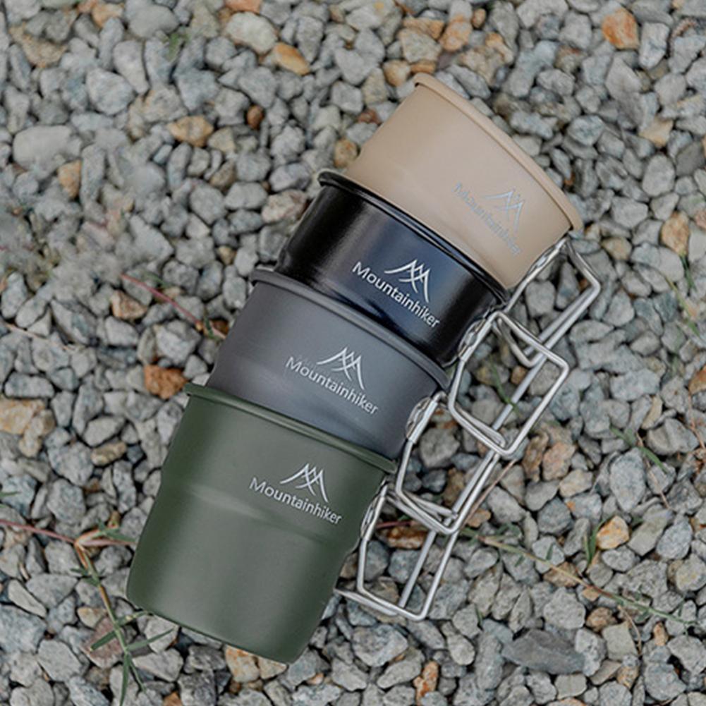 300ml Camping Water Cup with Foldable Handle Picnic Water Mug Aluminum Alloy Lightweight Camping Cup for Outdoor Backpacking