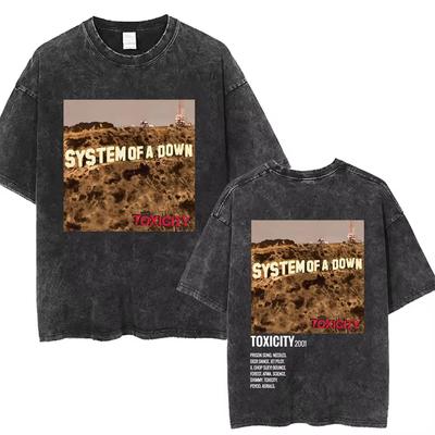 Washed Vintage System of A Down Toxicity Album Graphic T Shirts Men's Women Rock Oversized T-shirt 90s Alternative Band T Shirts
