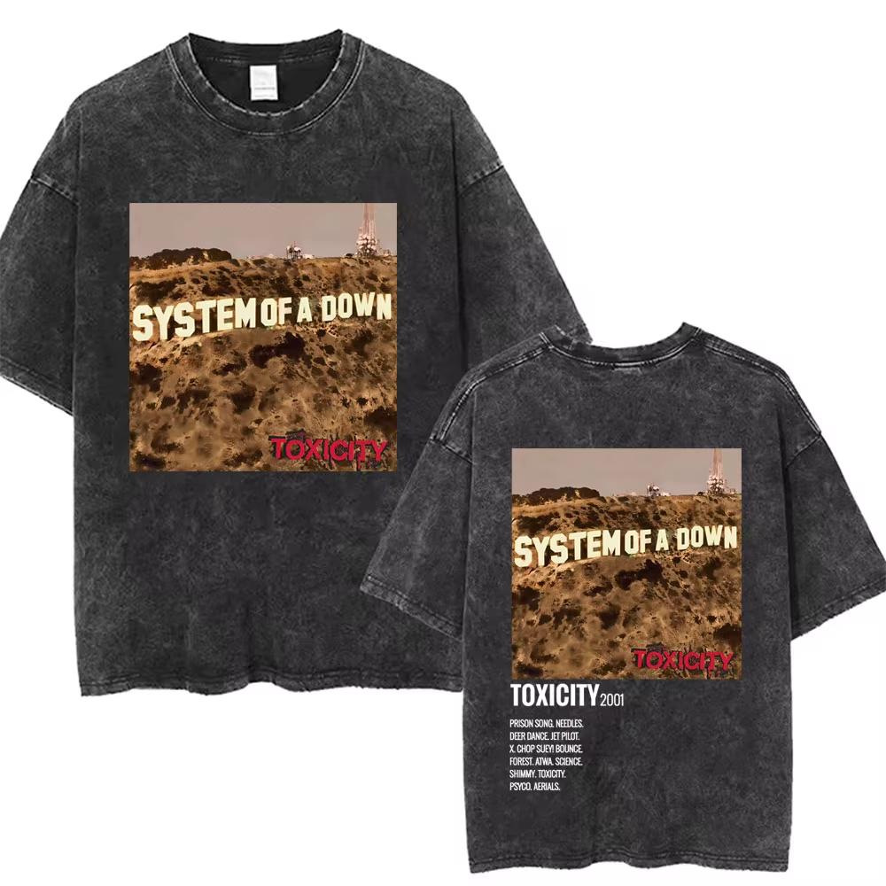 

Washed Vintage System of A Down Toxicity Album Graphic T Shirts Men s Women Rock Oversized T-shirt 90s Alternative Band T Shirts 5XL різнокольоровий