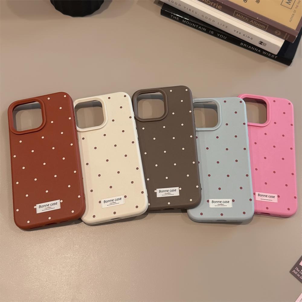 Korean-style Polka Dot IPhone 17 Case, Apple 15 Pro Max Phone Case, Minimalist and Stylish, Drop-proof, Soft Case