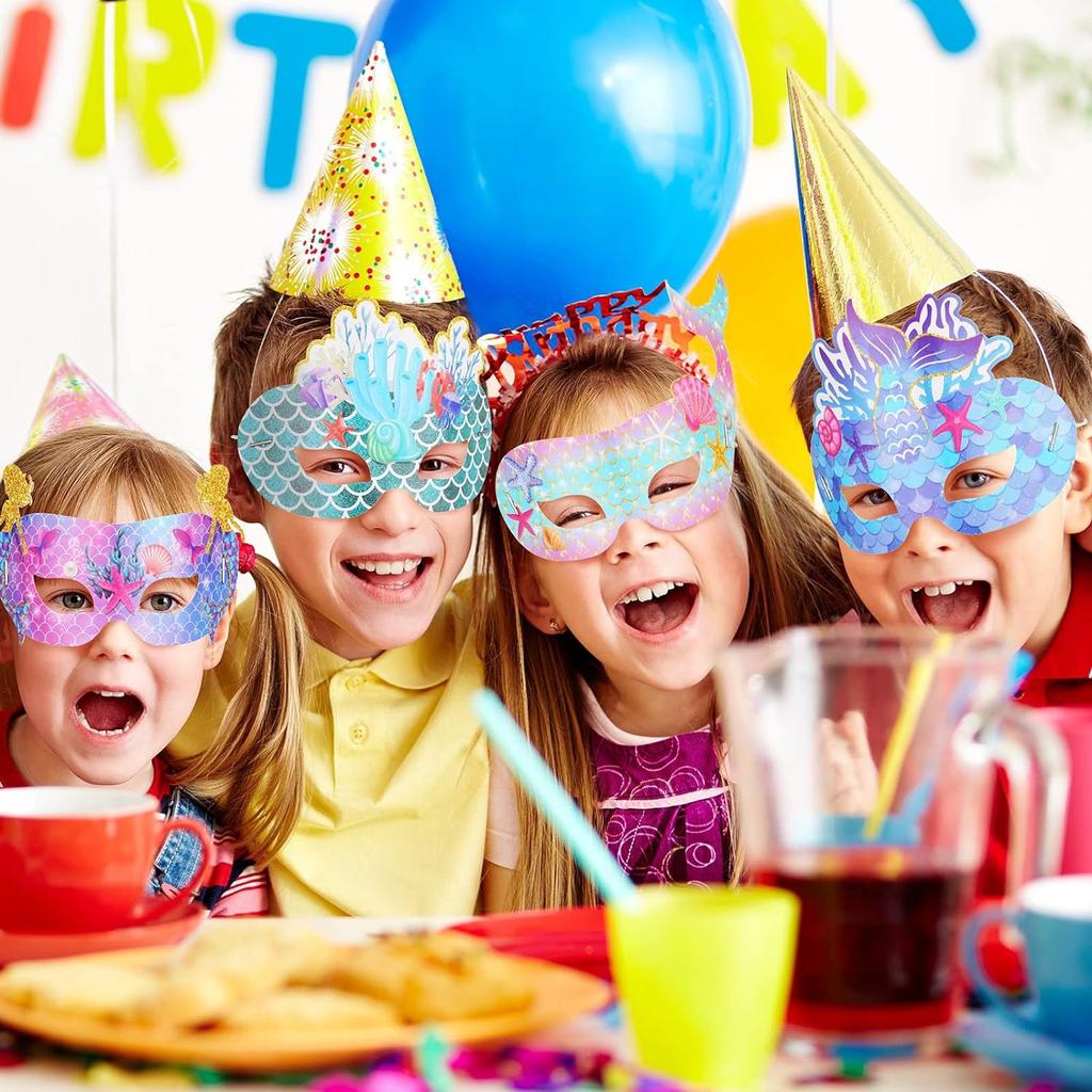 12pcs Colorful Mermaid Mask Ocean Role Playing Party Masks Mermaid Tail Eye Masks Children's Birthday Mermaid Mask