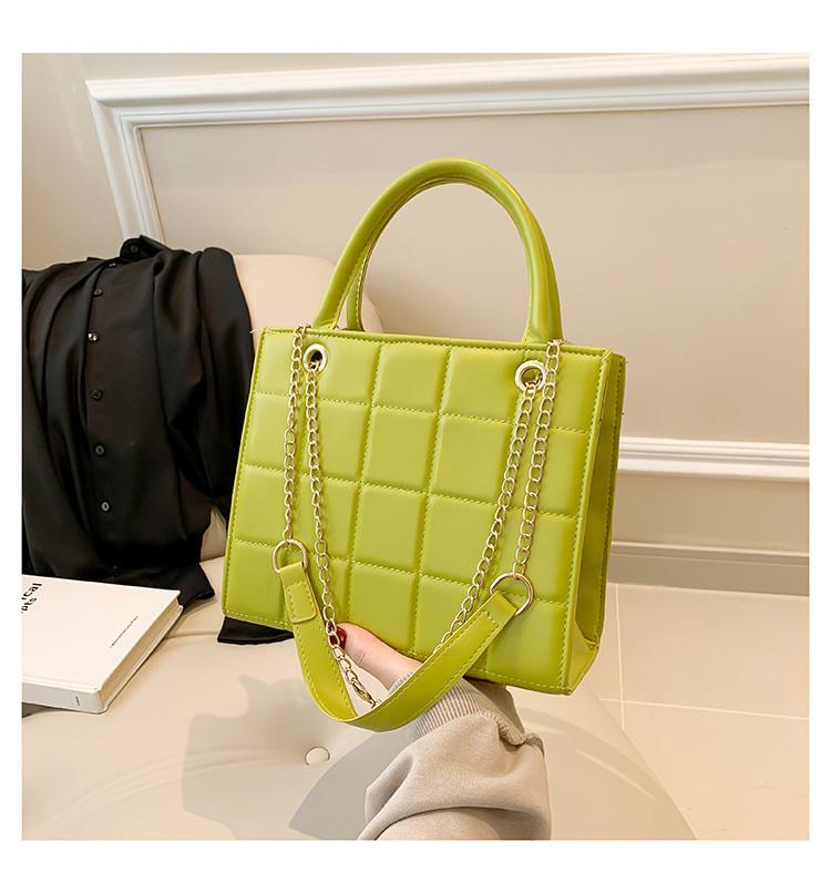 Large Capacity Grid Embossed Chain 2024 New Fashion Casual Urban Simple Retro Single Shoulder Crossbody Armpit Bag зелёный
