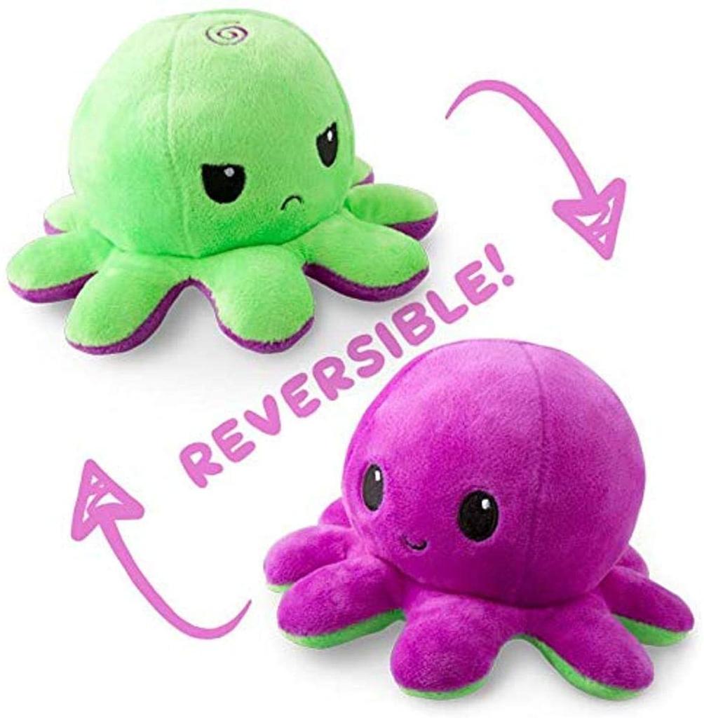 Peluche Reversible Pulpito Reversible Verde Y Rosa Pulpo Peluches
