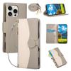 iPhone 17 Color Block Wallet Case: Drop-Proof Leather with Lanyard & Card Slots