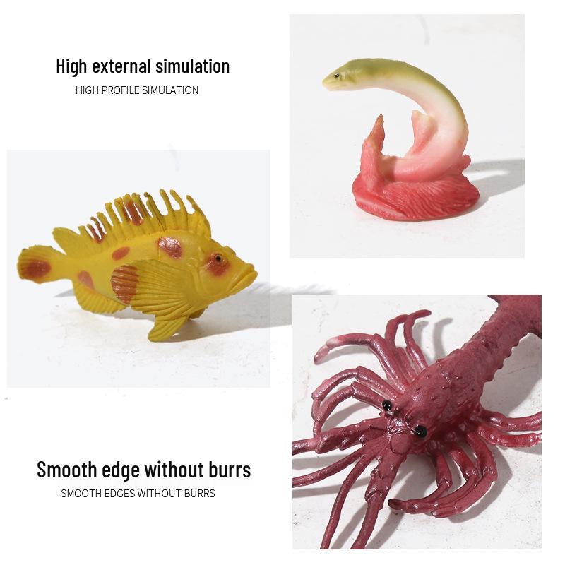 Underwater World Toy Set: Shark, Starfish, Penguin - Children's Marine Animal Models for Learning