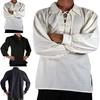 Adult Men Medieval Renaissance Cosplay Shirt Lapel Long Sleeve Lace-up Solid Color Loose Fit Pullover Shirt