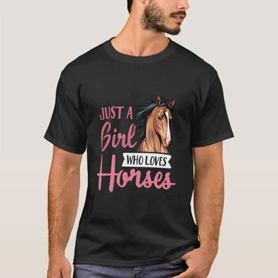 Just A Who Loves Horses Horseback Riding Lesson T Shirt Vintage Graphic Unisex Versatile Comfortable Soft Stretched