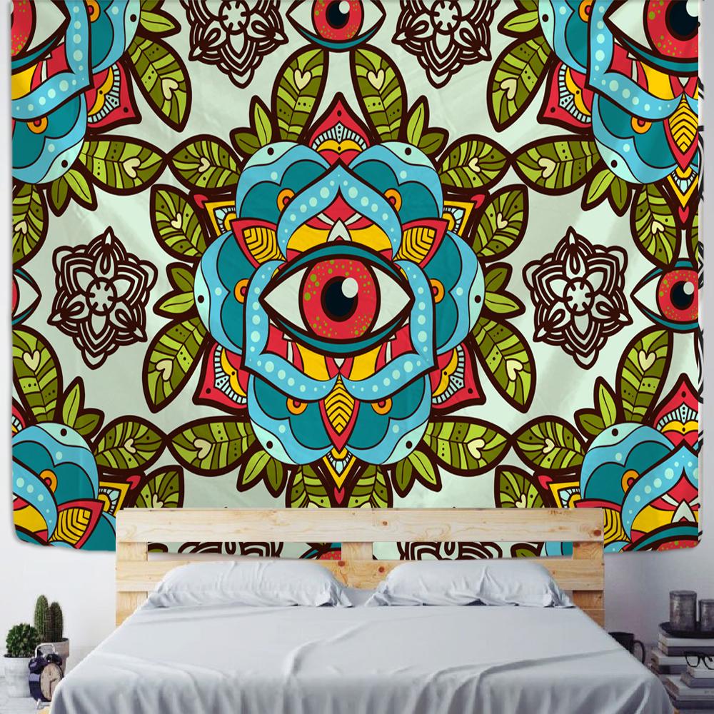 Mandala colorată Tapiserie mare suspendată pe perete Decor Boho Trippy Poliester Hippie Soare Luna Fermă Covoare Decor pentru cămin Chakra