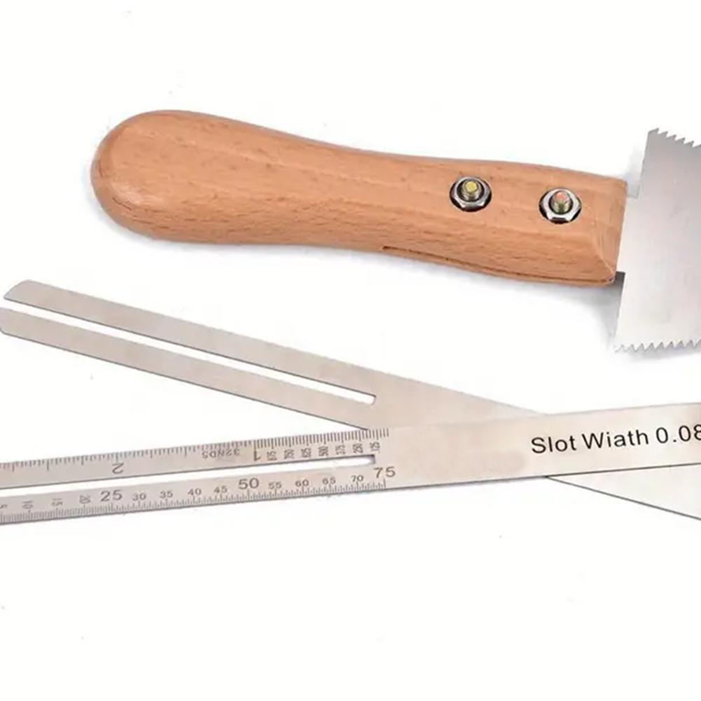 Guitar Nut Hole Iron Cutter Stainless Steel Guitar Maintenance Tool Wood Handle Measuring Leveling Tool for Music Instrument