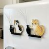 Cartoon Pet Memorial Fridge Magnet Kitten Theme Kitten Pushing Vase Magnetic  For Dog Cat Hair