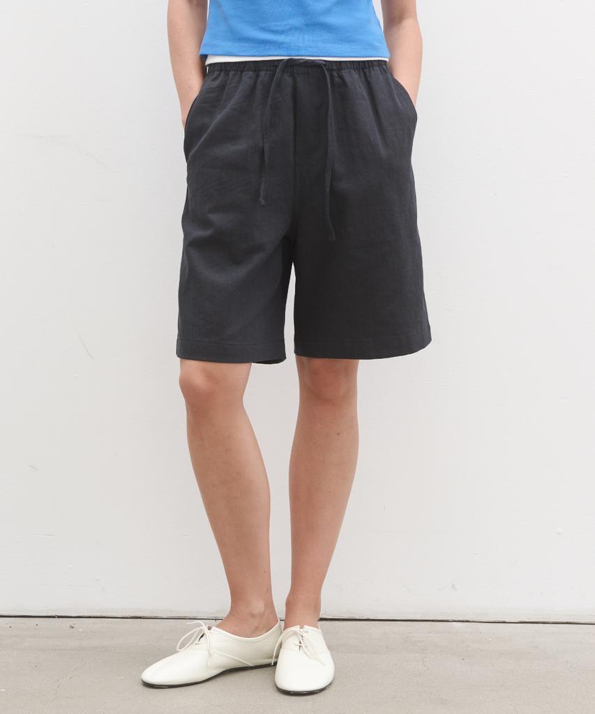 POSZER Linen Straight Half Pants (Deep Navy)