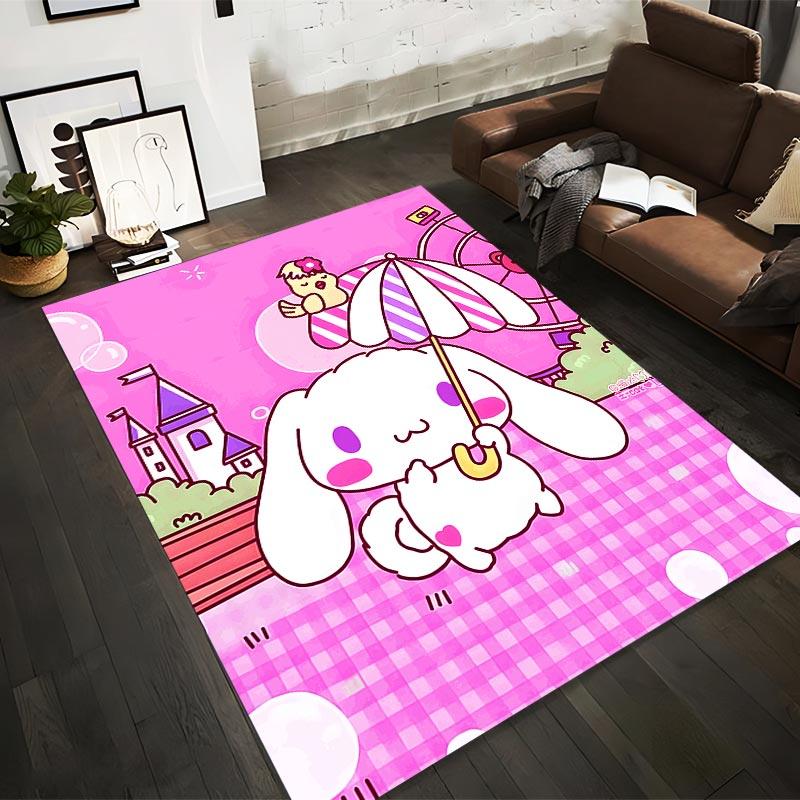 

Cute Bunny and Bird with Umbrella Cartoon Pattern on Pink Castle Theme Background Carpet Suitable for use as an anti-slip1 for1room and bedroom sofas 40x60cm( 15x23in )