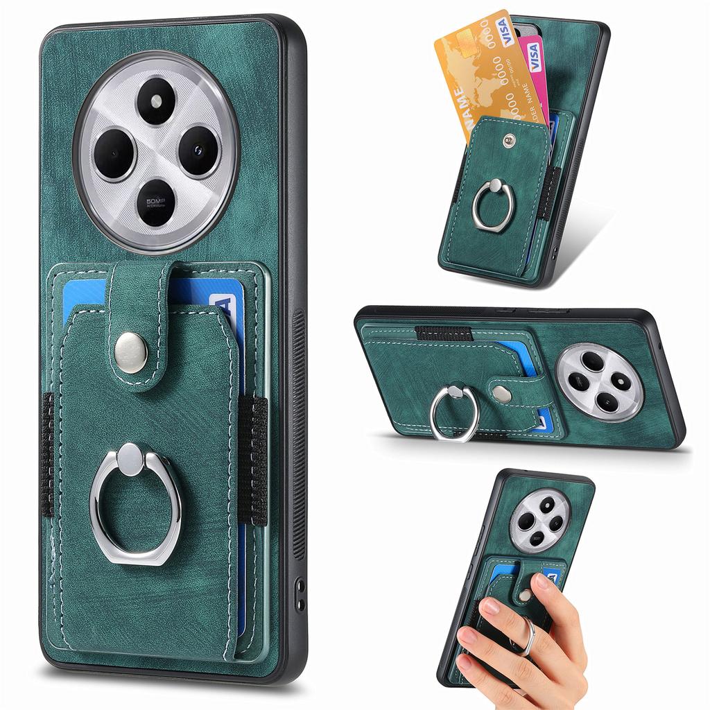 Kickstand Phone Case For Xiaomi Redmi 14C 4G/14R 5G/Poco C75 4G Leather+TPU Non-Slip Protective Cover Card Slots